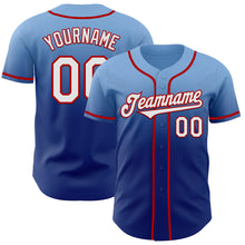 Charger l'image dans la galerie, Custom Light Blue White Royal-Red Authentic Fade Fashion Baseball Jersey