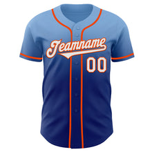 Charger l'image dans la galerie, Custom Light Blue White Royal-Orange Authentic Fade Fashion Baseball Jersey