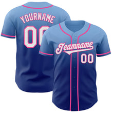 Charger l'image dans la galerie, Custom Light Blue White Royal-Pink Authentic Fade Fashion Baseball Jersey