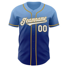 Charger l'image dans la galerie, Custom Light Blue White Royal-Old Gold Authentic Fade Fashion Baseball Jersey