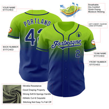 Charger l'image dans la galerie, Custom Neon Green Royal-White Authentic Fade Fashion Baseball Jersey