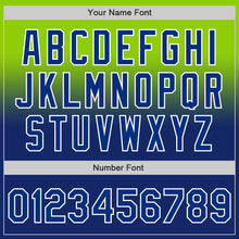 Charger l'image dans la galerie, Custom Neon Green Royal-White Authentic Fade Fashion Baseball Jersey