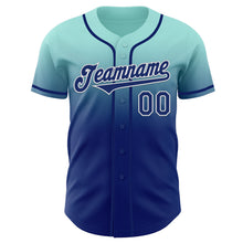 Charger l'image dans la galerie, Custom Ice Blue Royal-White Authentic Fade Fashion Baseball Jersey