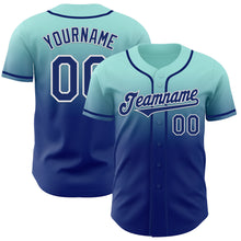 Charger l'image dans la galerie, Custom Ice Blue Royal-White Authentic Fade Fashion Baseball Jersey