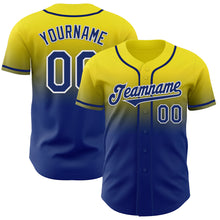 Charger l'image dans la galerie, Custom Light Yellow Royal-White Authentic Fade Fashion Baseball Jersey