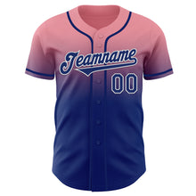 Charger l'image dans la galerie, Custom Medium Pink Royal-White Authentic Fade Fashion Baseball Jersey