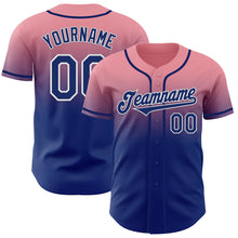 Charger l'image dans la galerie, Custom Medium Pink Royal-White Authentic Fade Fashion Baseball Jersey