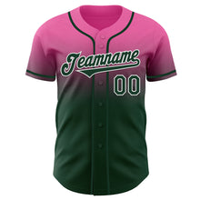 Charger l'image dans la galerie, Custom Pink Green-White Authentic Fade Fashion Baseball Jersey