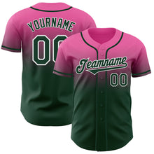 Charger l'image dans la galerie, Custom Pink Green-White Authentic Fade Fashion Baseball Jersey