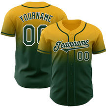 Charger l'image dans la galerie, Custom Gold Green-White Authentic Fade Fashion Baseball Jersey