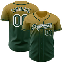 Charger l'image dans la galerie, Custom Old Gold Green-White Authentic Fade Fashion Baseball Jersey