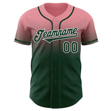 Charger l'image dans la galerie, Custom Medium Pink Green-White Authentic Fade Fashion Baseball Jersey