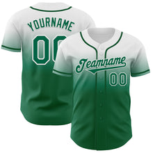 Charger l'image dans la galerie, Custom White Kelly Green Authentic Fade Fashion Baseball Jersey