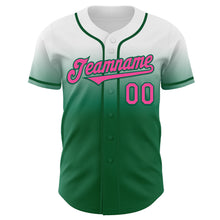Charger l'image dans la galerie, Custom White Pink-Kelly Green Authentic Fade Fashion Baseball Jersey