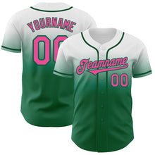 Charger l'image dans la galerie, Custom White Pink-Kelly Green Authentic Fade Fashion Baseball Jersey
