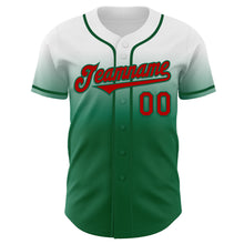 Charger l'image dans la galerie, Custom White Red-Kelly Green Authentic Fade Fashion Baseball Jersey