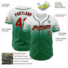 Charger l'image dans la galerie, Custom White Red-Kelly Green Authentic Fade Fashion Baseball Jersey