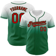 Charger l'image dans la galerie, Custom White Red-Kelly Green Authentic Fade Fashion Baseball Jersey