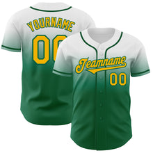 Charger l'image dans la galerie, Custom White Gold-Kelly Green Authentic Fade Fashion Baseball Jersey