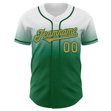 Charger l'image dans la galerie, Custom White Old Gold-Kelly Green Authentic Fade Fashion Baseball Jersey
