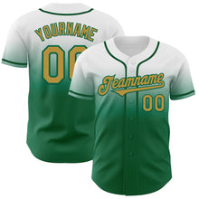 Charger l'image dans la galerie, Custom White Old Gold-Kelly Green Authentic Fade Fashion Baseball Jersey