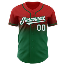 Charger l'image dans la galerie, Custom Red White-Kelly Green Authentic Fade Fashion Baseball Jersey