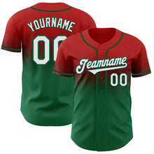 Charger l'image dans la galerie, Custom Red White-Kelly Green Authentic Fade Fashion Baseball Jersey