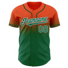 Charger l'image dans la galerie, Custom Orange Kelly Green-White Authentic Fade Fashion Baseball Jersey