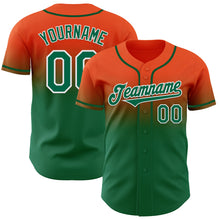 Charger l'image dans la galerie, Custom Orange Kelly Green-White Authentic Fade Fashion Baseball Jersey