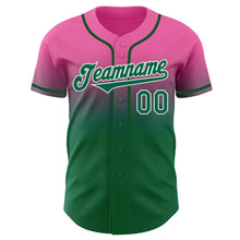 Charger l'image dans la galerie, Custom Pink Kelly Green-White Authentic Fade Fashion Baseball Jersey