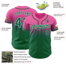 Charger l'image dans la galerie, Custom Pink Kelly Green-White Authentic Fade Fashion Baseball Jersey