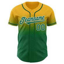 Charger l'image dans la galerie, Custom Gold Kelly Green-White Authentic Fade Fashion Baseball Jersey