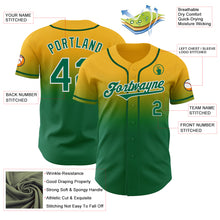 Charger l'image dans la galerie, Custom Gold Kelly Green-White Authentic Fade Fashion Baseball Jersey