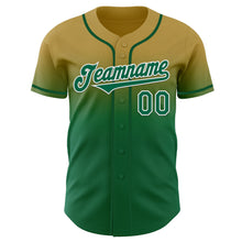 Charger l'image dans la galerie, Custom Old Gold Kelly Green-White Authentic Fade Fashion Baseball Jersey