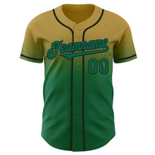 Charger l'image dans la galerie, Custom Old Gold Kelly Green-Black Authentic Fade Fashion Baseball Jersey