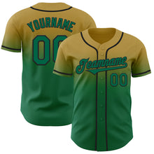 Charger l'image dans la galerie, Custom Old Gold Kelly Green-Black Authentic Fade Fashion Baseball Jersey