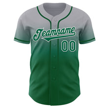 Charger l'image dans la galerie, Custom Gray Kelly Green-White Authentic Fade Fashion Baseball Jersey