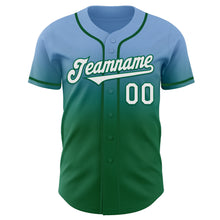 Charger l'image dans la galerie, Custom Light Blue White-Kelly Green Authentic Fade Fashion Baseball Jersey