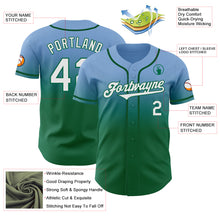 Charger l'image dans la galerie, Custom Light Blue White-Kelly Green Authentic Fade Fashion Baseball Jersey