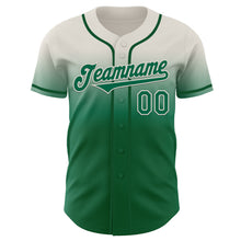 Charger l'image dans la galerie, Custom Cream Kelly Green Authentic Fade Fashion Baseball Jersey