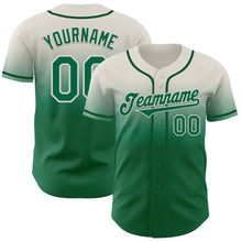 Charger l'image dans la galerie, Custom Cream Kelly Green Authentic Fade Fashion Baseball Jersey