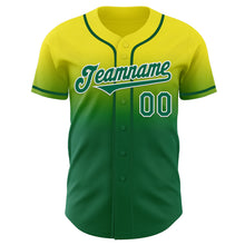 Charger l'image dans la galerie, Custom Light Yellow Kelly Green-White Authentic Fade Fashion Baseball Jersey