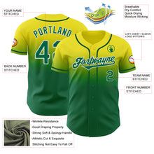 Charger l'image dans la galerie, Custom Light Yellow Kelly Green-White Authentic Fade Fashion Baseball Jersey