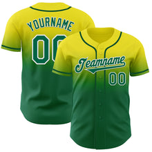 Charger l'image dans la galerie, Custom Light Yellow Kelly Green-White Authentic Fade Fashion Baseball Jersey