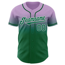 Charger l'image dans la galerie, Custom Light Purple Kelly Green-White Authentic Fade Fashion Baseball Jersey
