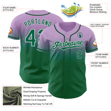 Charger l'image dans la galerie, Custom Light Purple Kelly Green-White Authentic Fade Fashion Baseball Jersey
