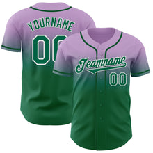Charger l'image dans la galerie, Custom Light Purple Kelly Green-White Authentic Fade Fashion Baseball Jersey