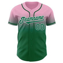 Charger l'image dans la galerie, Custom Light Pink Kelly Green-White Authentic Fade Fashion Baseball Jersey