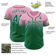 Charger l'image dans la galerie, Custom Light Pink Kelly Green-White Authentic Fade Fashion Baseball Jersey
