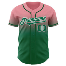 Charger l'image dans la galerie, Custom Medium Pink Kelly Green-White Authentic Fade Fashion Baseball Jersey